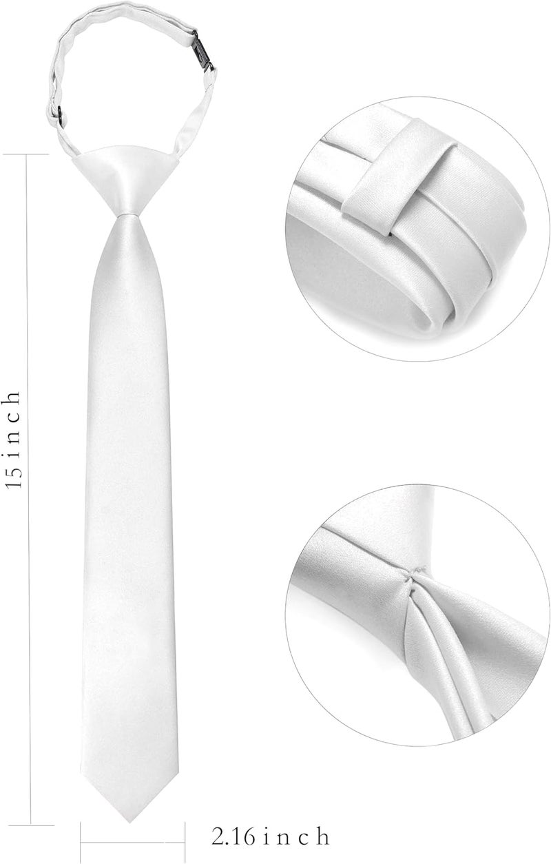 RBOCOTT Solid Color Satin Ties for Boys and Kids Pre-tied Adjustable Necktie for Age 8-12 Wedding and School Graduation - Image 1